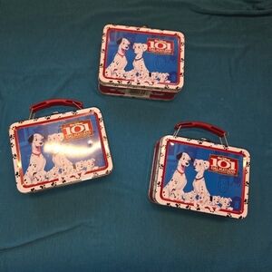 3 Walt Disney 101 Dalmatians Mini Metal Lunchboxes W 5.5" X H 4.25